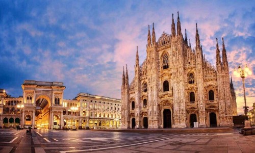 Duomo Cathedral at night in Milan, Italy