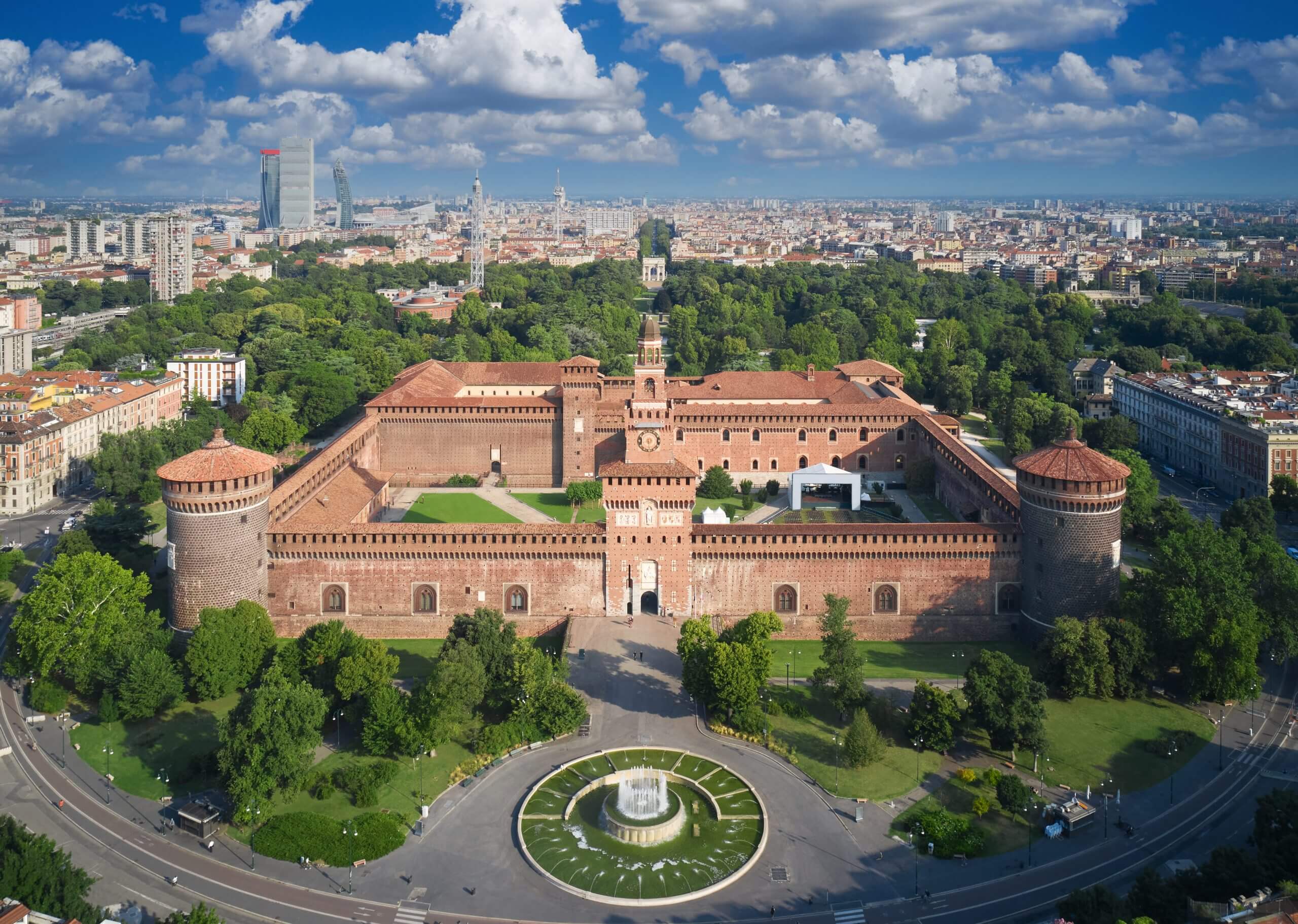 Aerial View of Porta Nuova in Milan, Italy